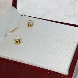 Cubic Zirconia Push Back Basket Setting Earrings